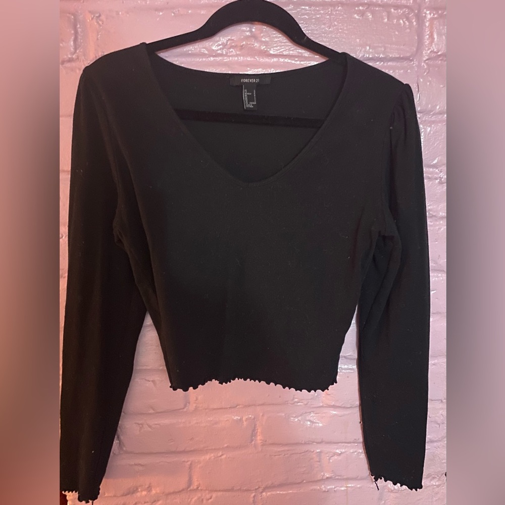 Black Ruffled Crop Top - H&M